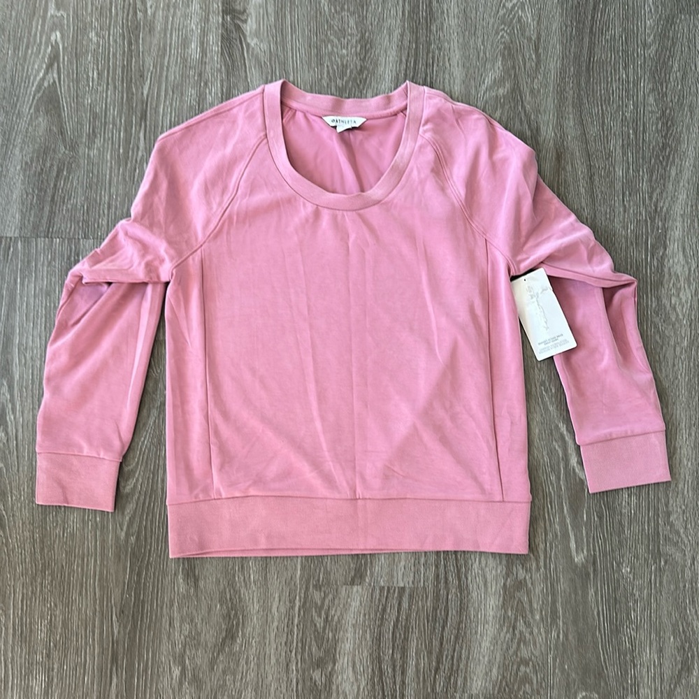 athleta seasoft scoop neck sweatshirt, pink, NWT